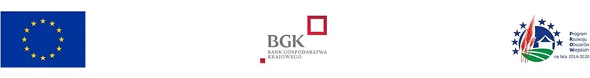 Flaga Uni Eurpejskiej logo Banku Gospodarstwa Krajowego oraz logo Program Rozwoju Obszarów Wiejskich